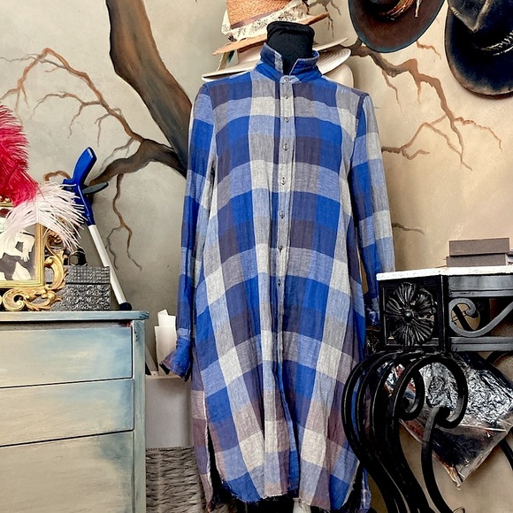 Plaid Distressed Shirt Dress Upcycled - Picture 15 of 17